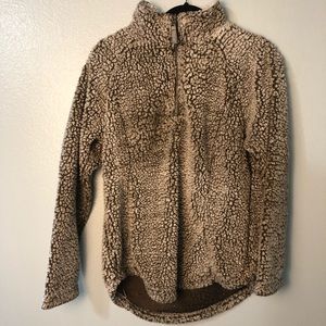 Beige Zip Up Sherpa Jacket